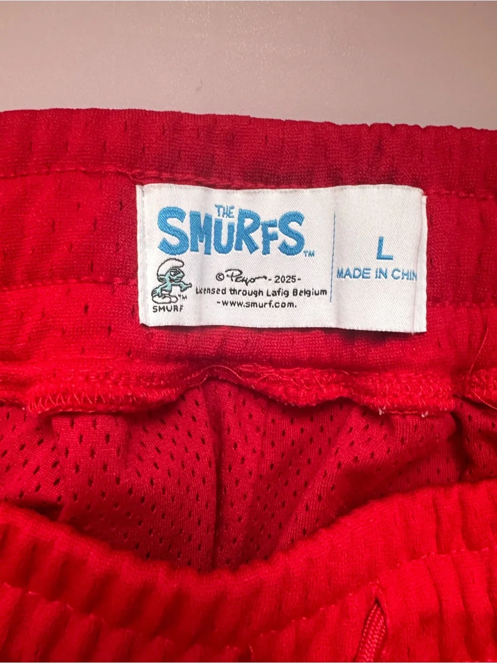 The Smurfs Smurfette Red Mesh Athletic Shorts Size L Cartoon‎
